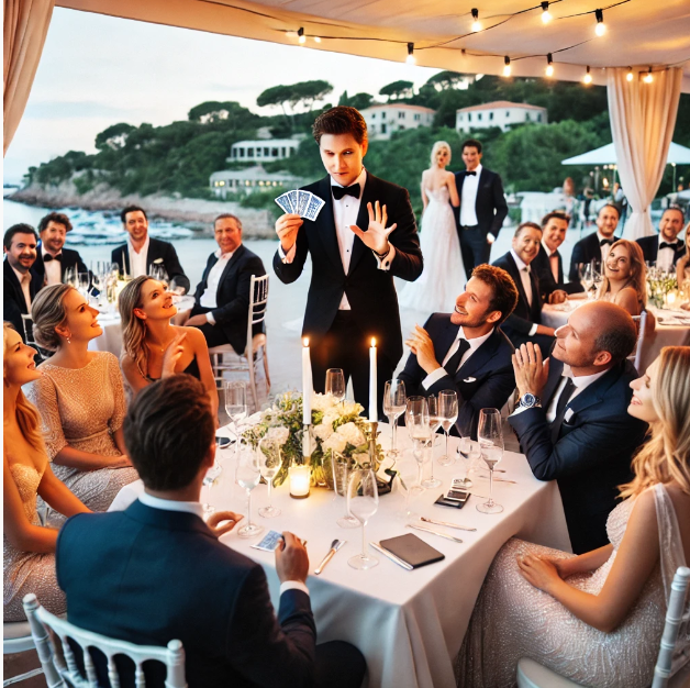 Spectacle de magie close-up pour mariage avec animations sur mesure et illusions originales à Saint-Tropez Var